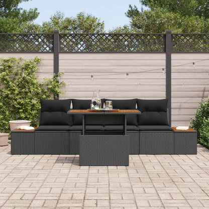 Set Divano da Giardino con archiviazione 5 pcs Nero Poly Rattan | homemem39
