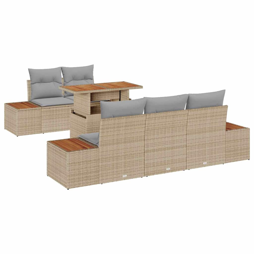 Set Divano da Giardino 6 pcs Beige Poly Rattan