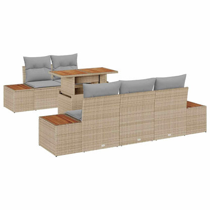 Set Divano da Giardino 6 pcs Beige Poly Rattan