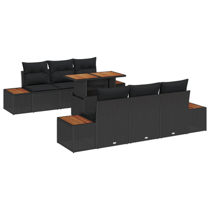 Set Divano da Giardino con archiviazione 7 pcs Nero Poly Rattan | homemem39