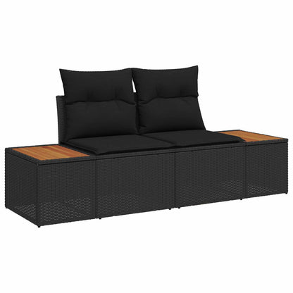 Set Divano da Giardino con archiviazione 7 pcs Nero Poly Rattan | homemem39