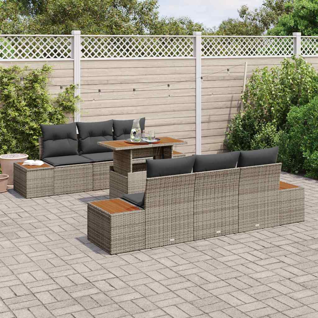 Set Divano da Giardino 7 pcs Grigio Poly Rattan - homemem39