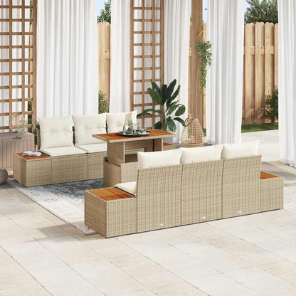 Set Divano da Giardino 7 pcs Beige Poly Rattan - homemem39