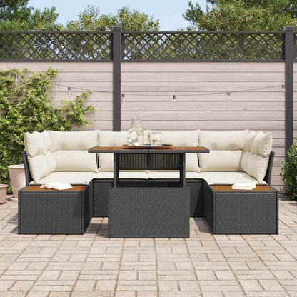 Set Divano da Giardino con archiviazione 7 pcs Nero Poly Rattan - homemem39