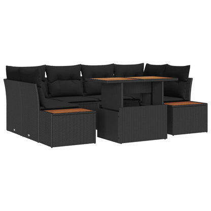 Set Divano da Giardino con archiviazione 7 pcs Nero Poly Rattan | homemem39
