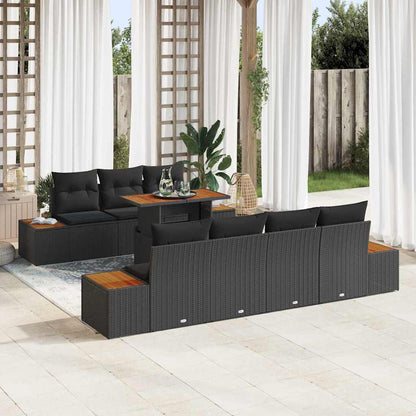Set Divano da Giardino con archiviazione 8 pcs Nero Poly Rattan - homemem39