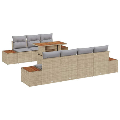 Set Divano da Giardino 8 pcs Beige Poly Rattan