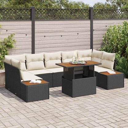 Set Divano da Giardino con archiviazione 8 pcs Nero Poly Rattan