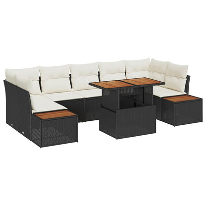 Set Divano da Giardino con archiviazione 8 pcs Nero Poly Rattan