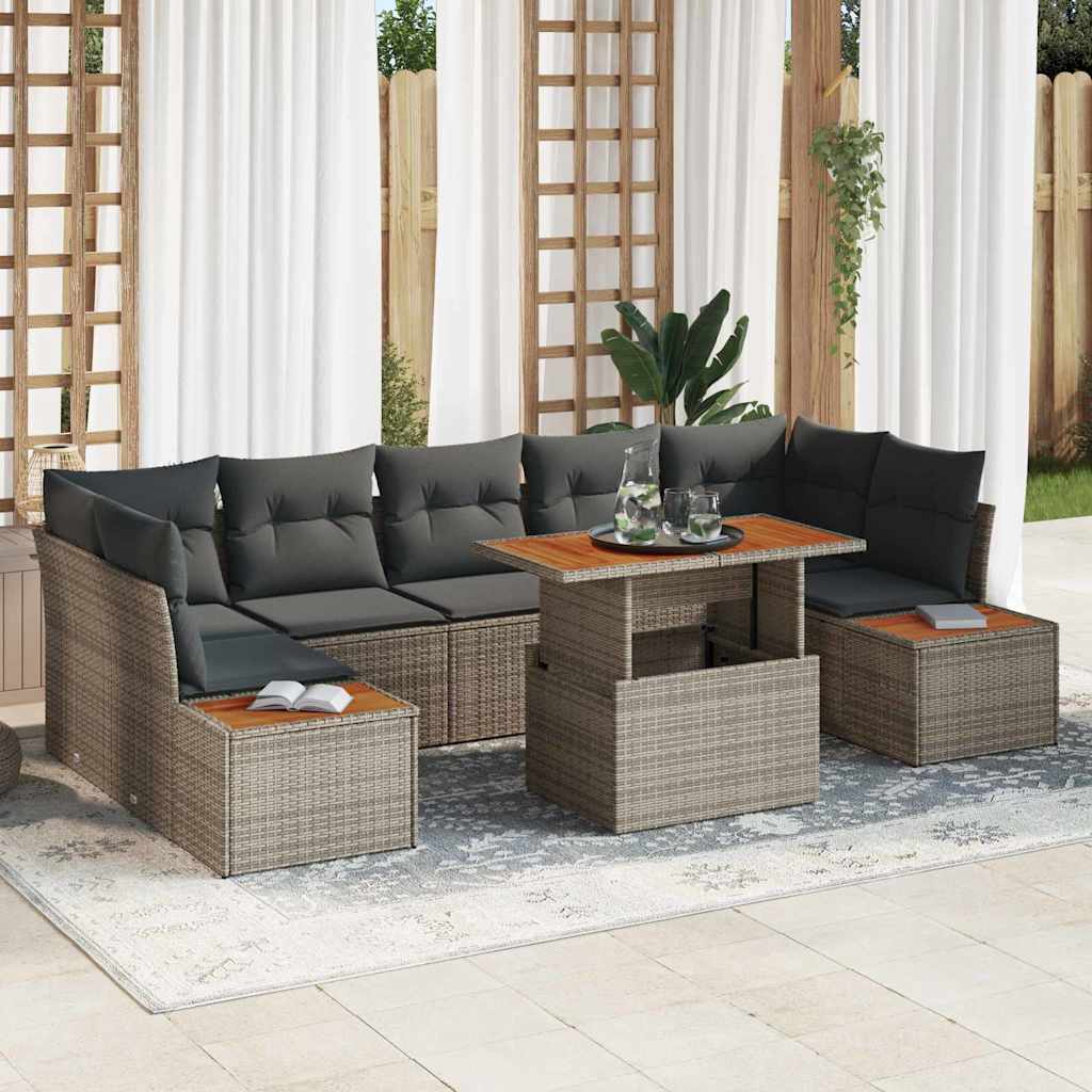 Set Divano da Giardino 8 pcs Grigio Poly Rattan - homemem39
