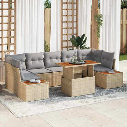 Set Divano da Giardino 8 pcs Beige Poly Rattan