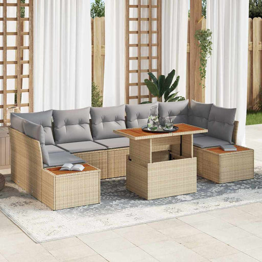 Set Divano da Giardino 8 pcs Beige Poly Rattan