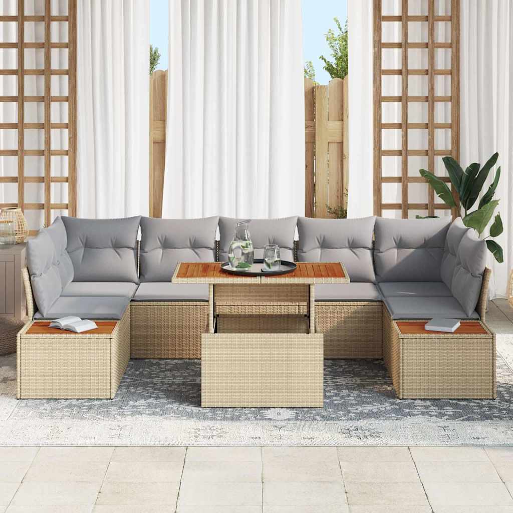 Set Divano da Giardino 8 pcs Beige Poly Rattan