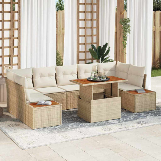 Set Divano da Giardino 8 pcs Beige Poly Rattan
