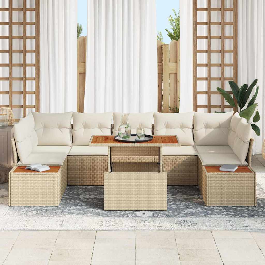 Set Divano da Giardino 8 pcs Beige Poly Rattan