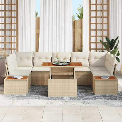Set Divano da Giardino 8 pcs Beige Poly Rattan