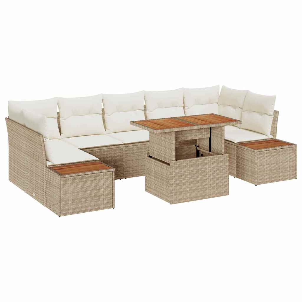 Set Divano da Giardino 8 pcs Beige Poly Rattan