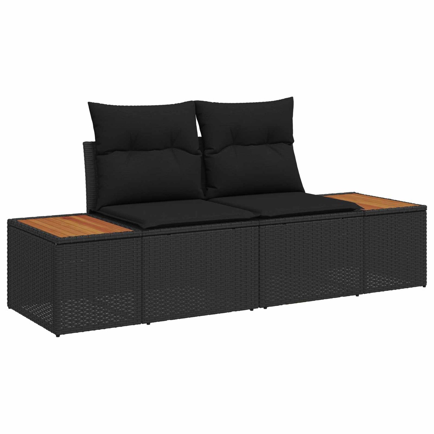 Set Divano da Giardino con archiviazione 9 pcs Nero Poly Rattan