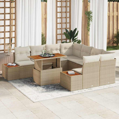 Set Divano da Giardino 9 pcs Beige Poly Rattan - homemem39