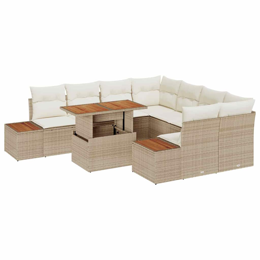 Set Divano da Giardino 9 pcs Beige Poly Rattan - homemem39