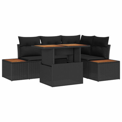Set Divano da Giardino con archiviazione 5 pcs Nero Poly Rattan