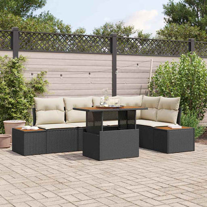 Set Divano da Giardino con archiviazione 6 pcs Nero Poly Rattan