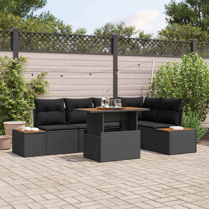 Set Divano da Giardino con archiviazione 6 pcs Nero Poly Rattan - homemem39