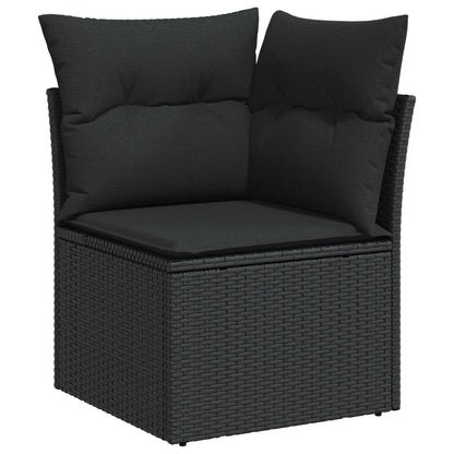 Set Divano da Giardino con archiviazione 6 pcs Nero Poly Rattan | homemem39