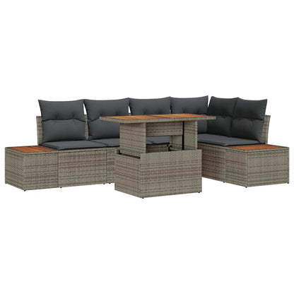 Set Divano da Giardino 6 pcs Grigio Poly Rattan