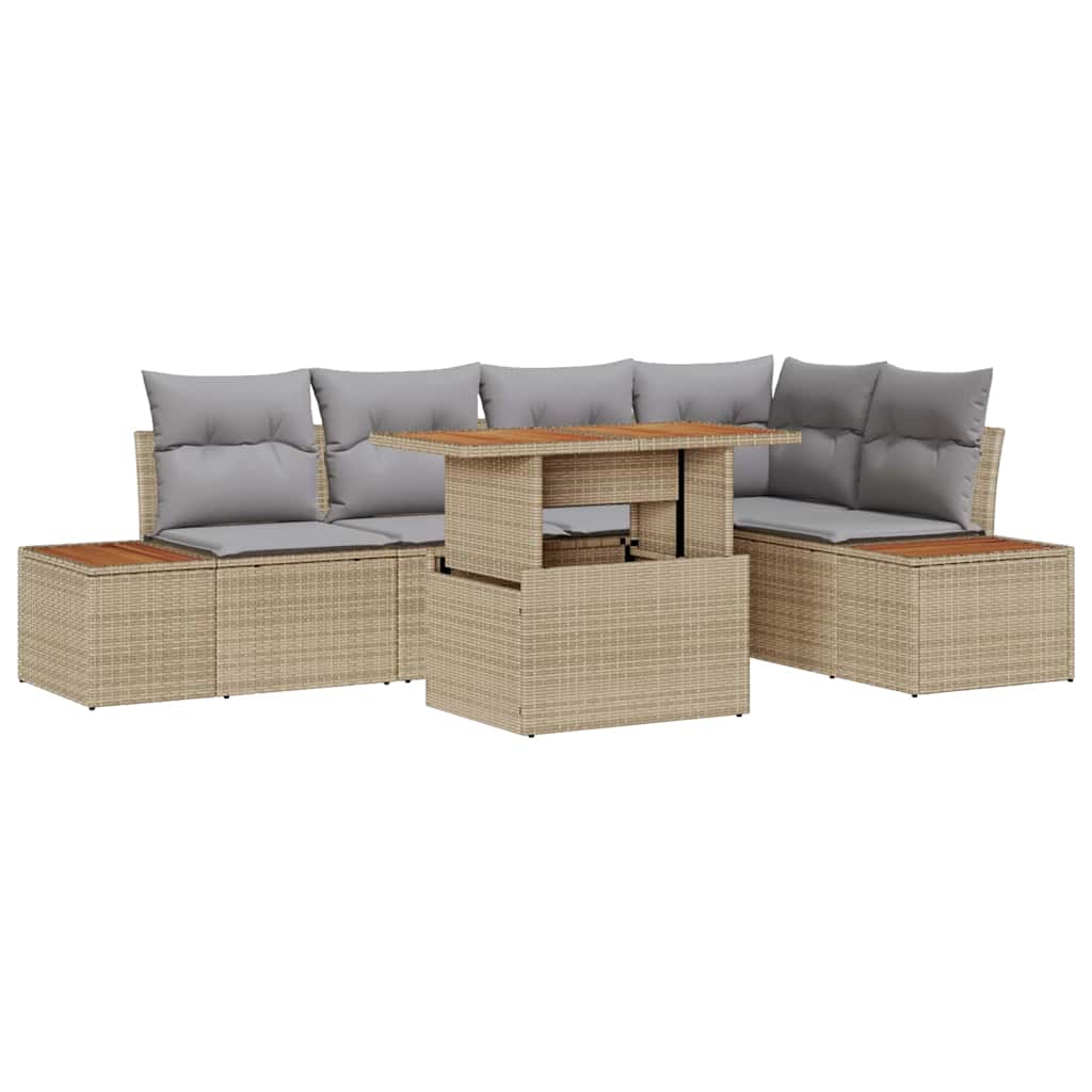 Set Divano da Giardino 6 pcs Beige Poly Rattan - homemem39