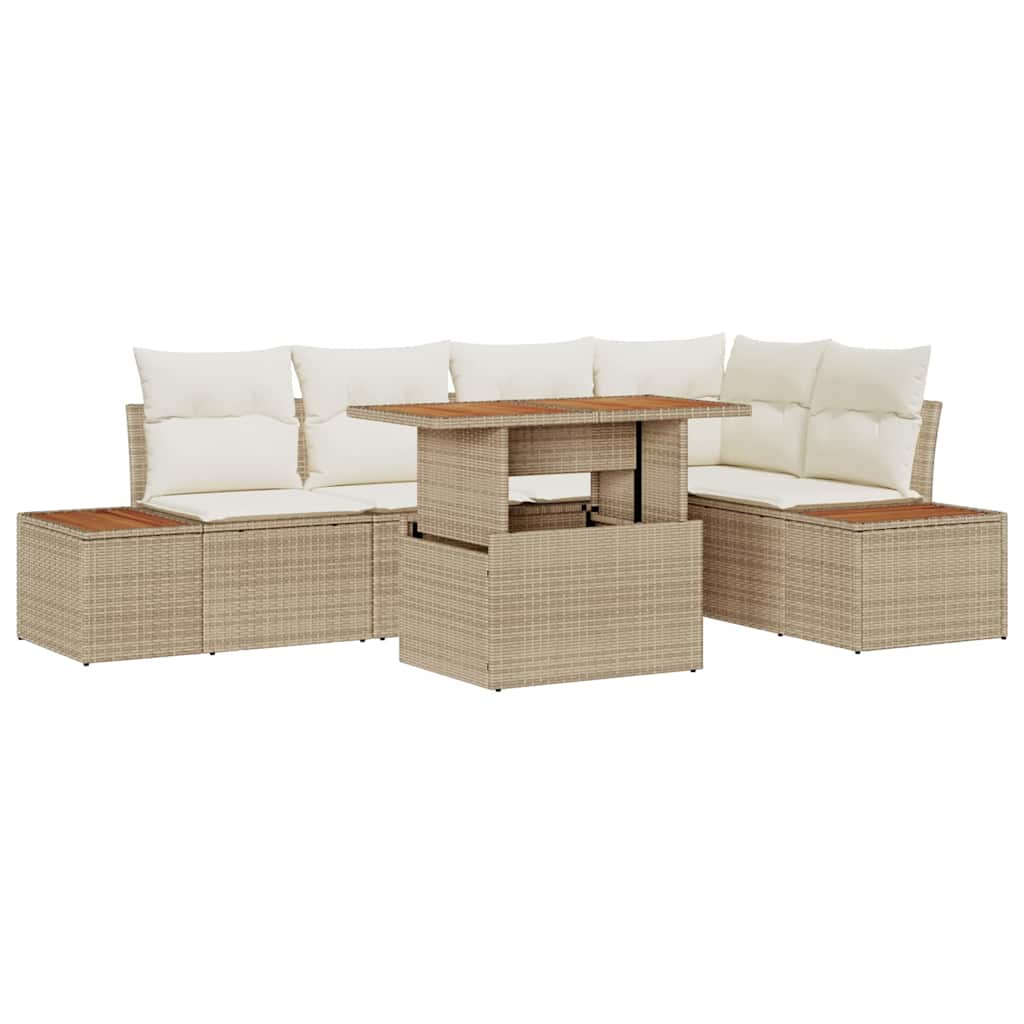 Set Divano da Giardino 6 pcs Beige Poly Rattan - homemem39