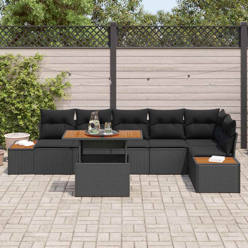 Set Divano da Giardino con archiviazione 7 pcs Nero Poly Rattan - homemem39