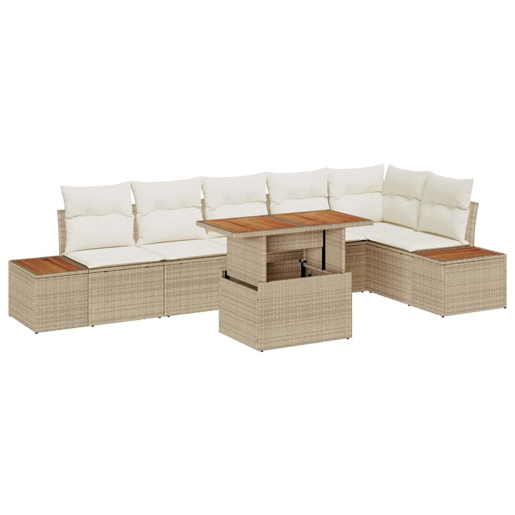 Set Divano da Giardino 7 pcs Beige Poly Rattan - homemem39