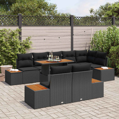 Set Divano da Giardino con archiviazione 9 pcs Nero Poly Rattan | homemem39
