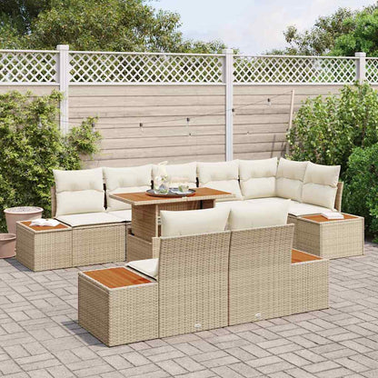 Set Divano da Giardino 9 pcs Beige Poly Rattan