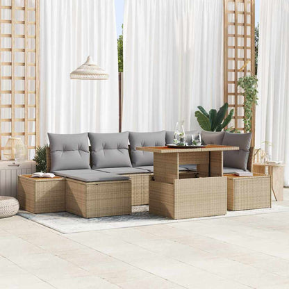 Set Divano da Giardino 7 pcs Beige Poly Rattan - homemem39
