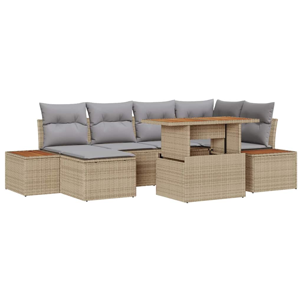 Set Divano da Giardino 7 pcs Beige Poly Rattan - homemem39