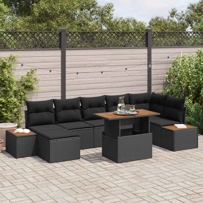 Set Divano da Giardino con archiviazione 8 pcs Nero Poly Rattan | homemem39