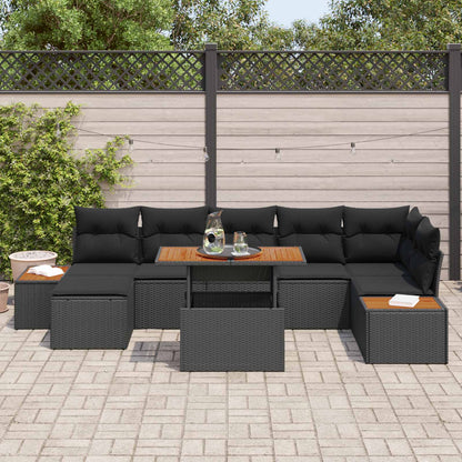 Set Divano da Giardino con archiviazione 8 pcs Nero Poly Rattan | homemem39
