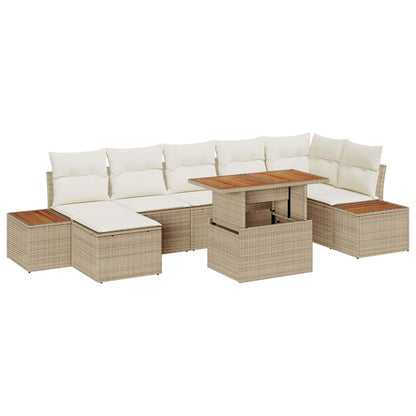 Set Divano da Giardino 8 pcs Beige Poly Rattan