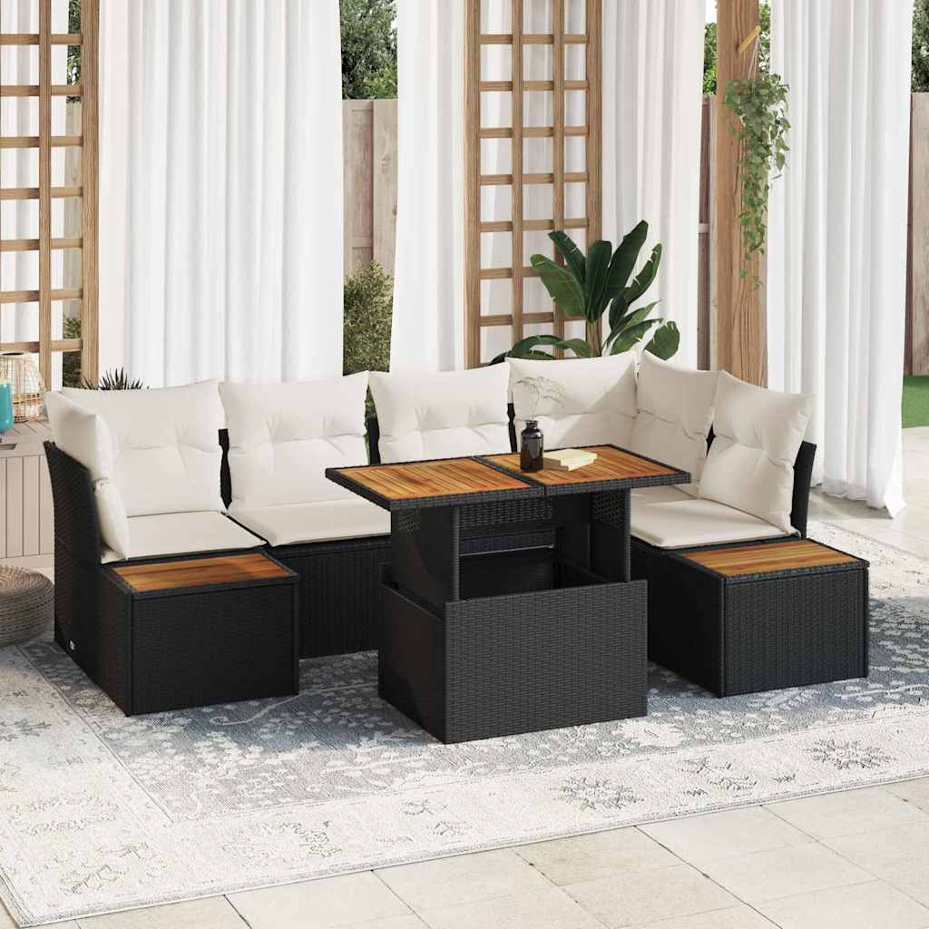 Set Divano da Giardino 10 pcs Nero Poly Rattan | homemem39