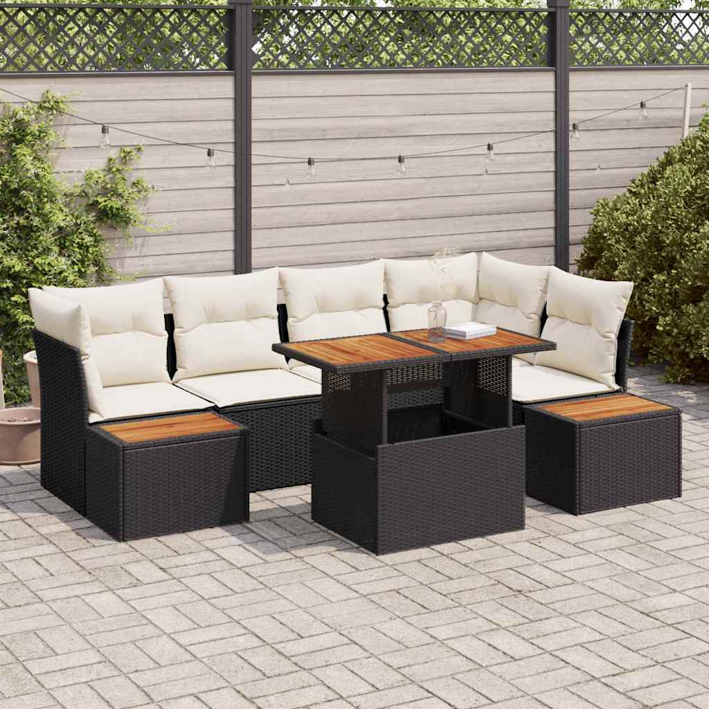Set Divano da Giardino 10 pcs Nero Poly Rattan | homemem39