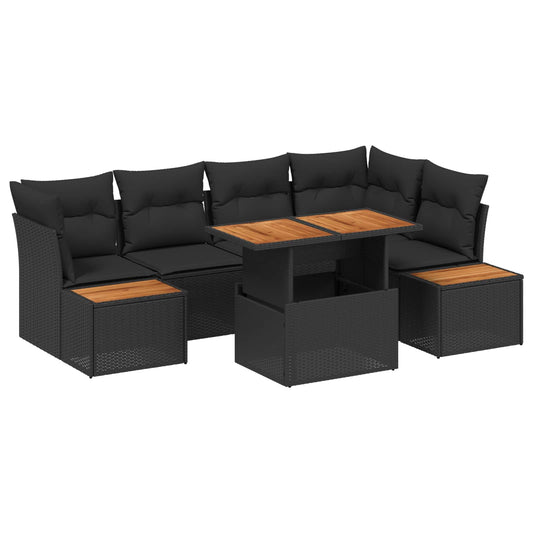 Set Divano da Giardino 10 pcs Nero Poly Rattan | homemem39