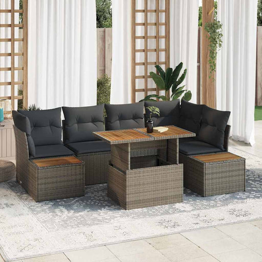Set Divano da Giardino 10 pcs Grigio Poly Rattan | homemem39