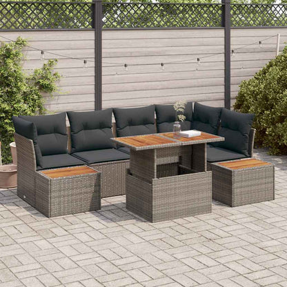 Set Divano da Giardino 10 pcs Grigio Poly Rattan