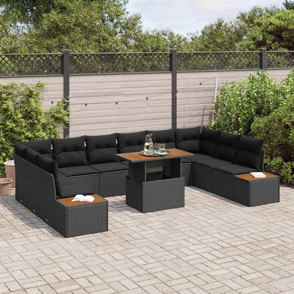 Set Divano da Giardino 11 pcs Nero Poly Rattan - homemem39