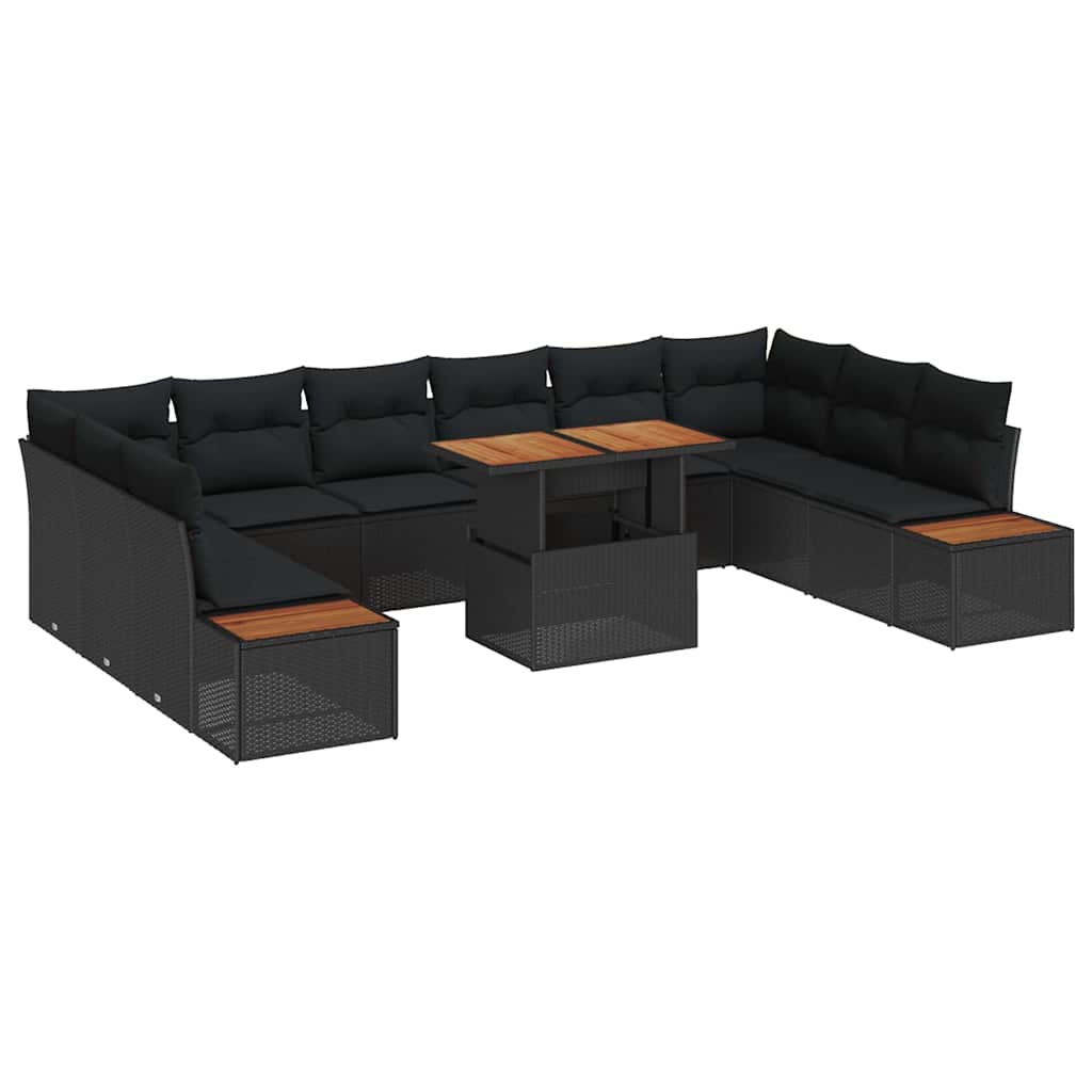 Set Divano da Giardino 11 pcs Nero Poly Rattan - homemem39