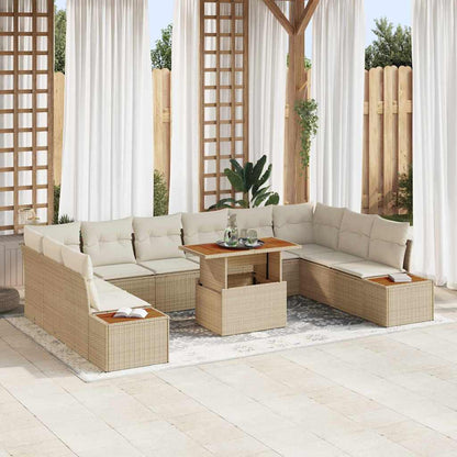 Set Divano da Giardino 11 pcs Beige Poly Rattan