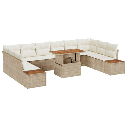 Set Divano da Giardino 11 pcs Beige Poly Rattan