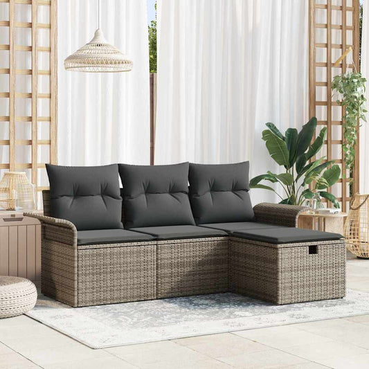 Set Divano da Giardino 4 pz Grigio polyrattan | homemem39